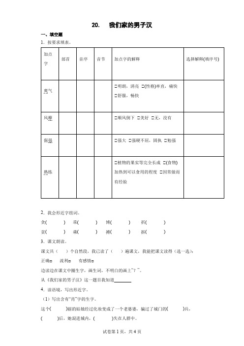 20我们家的男子汉 (同步练习)部编版语文四年级下册