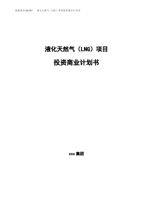 液化天然气(LNG)项目投资商业计划书范本(投资融资分析)