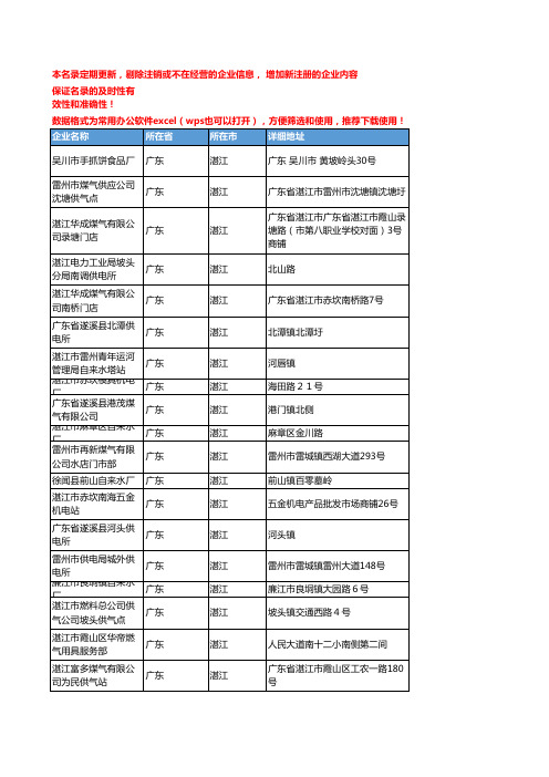 2020新版广东湛江煤气企业公司名录名单黄页联系方式大全266家