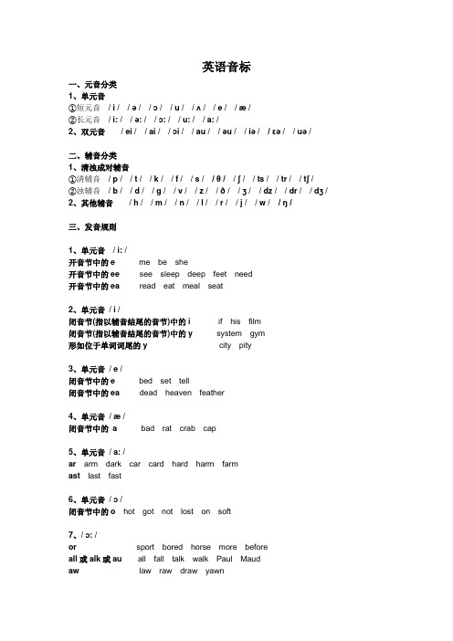 小学生英语音标表