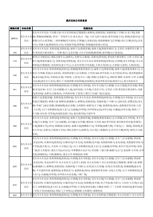 重庆北站公交信息表