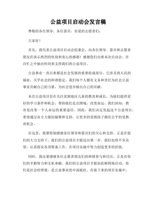  公益项目启动会发言稿