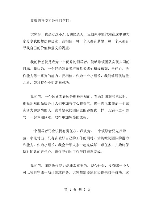 竞选小组长发言稿范文