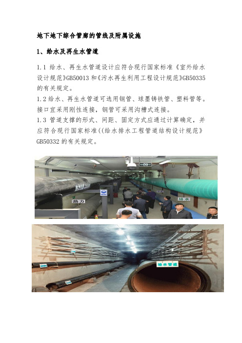 地下地下综合管廊的管线及附属设施