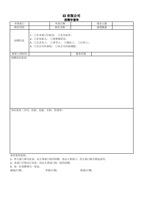 招聘申请单