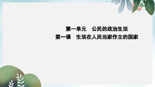 2019-2020年新人教版全国高考政治大一轮复习第一单元公民的政治生活第一课生活在人民当家作主的国家课件必