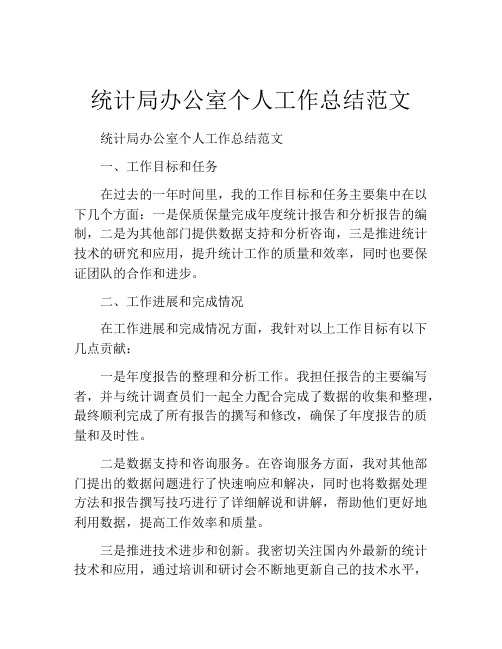 统计局办公室个人工作总结范文 (2)