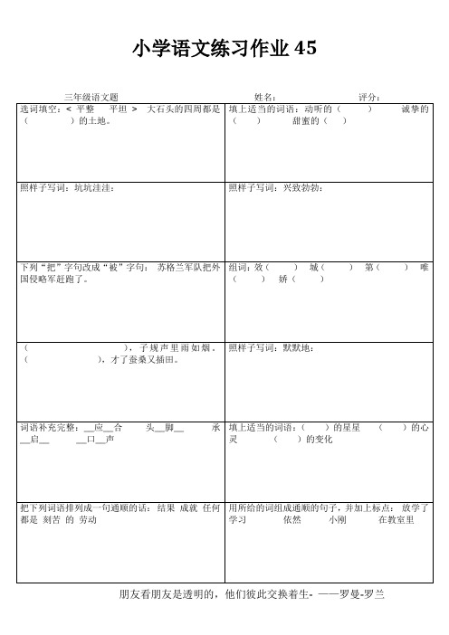 小学语文练习作业45