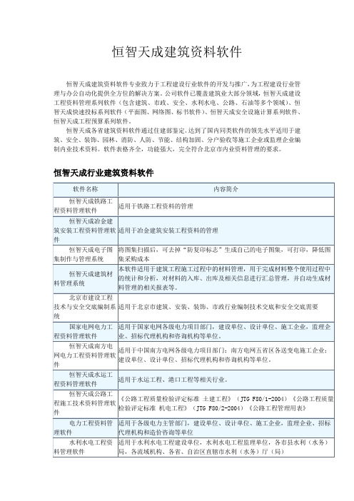 恒智天成建筑资料软件