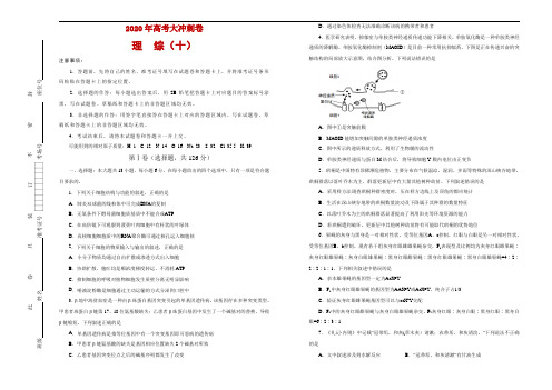 2020年高考考前大冲刺卷 理综(十)