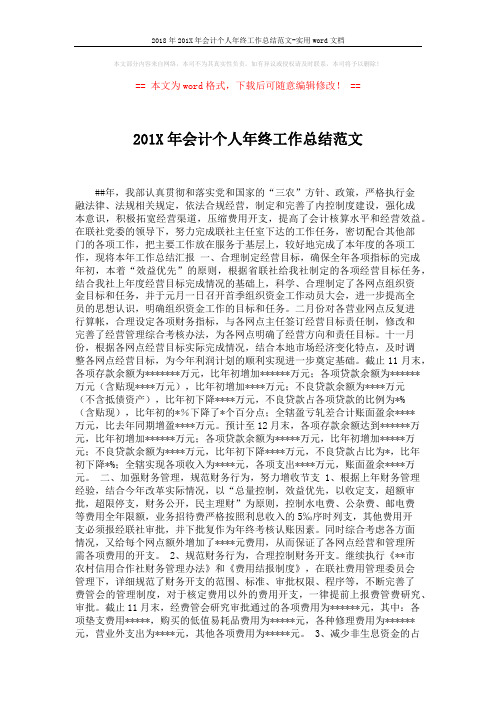 2018年201X年会计个人年终工作总结范文-实用word文档 (2页)