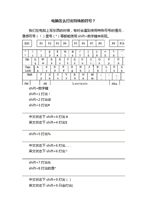 电脑怎么打出特殊的符号？