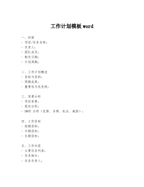 工作计划模板word