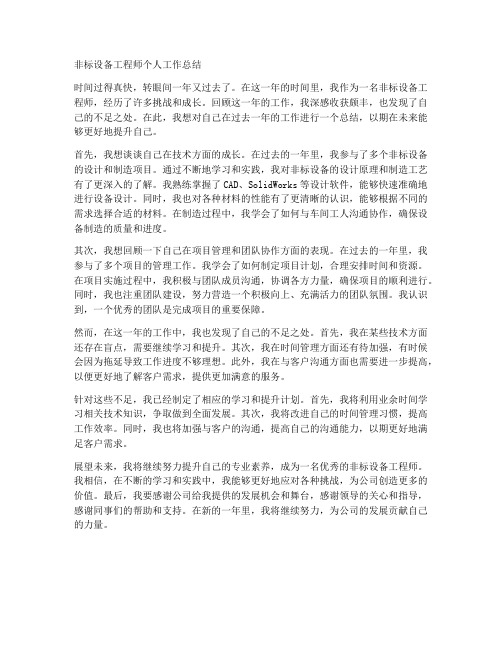 非标设备工程师个人工作总结