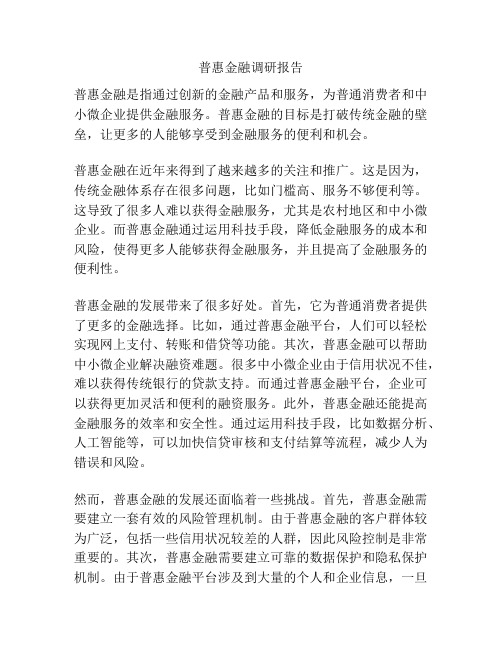 普惠金融调研报告