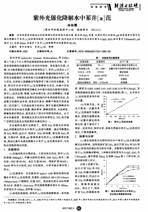 紫外光催化降解水中苯并[a]芘