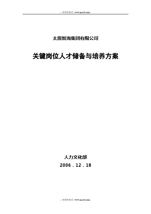 关键岗位人才储备与培养方案