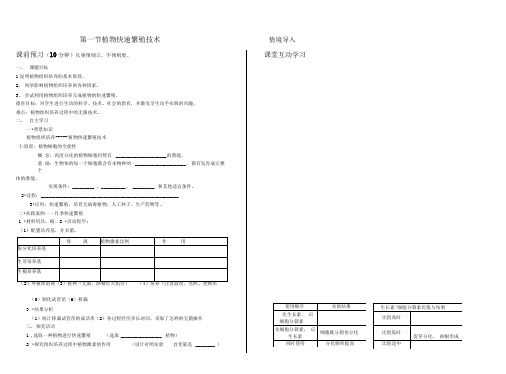 中图版选修一5.1植物快速繁殖技术学案