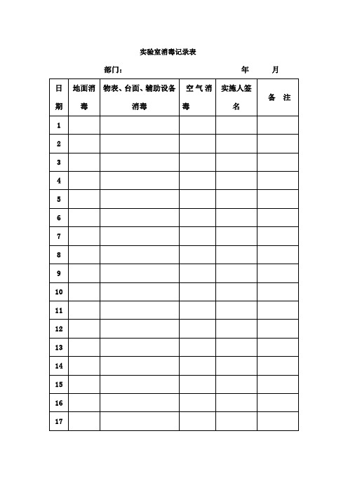 实验室消毒记录表