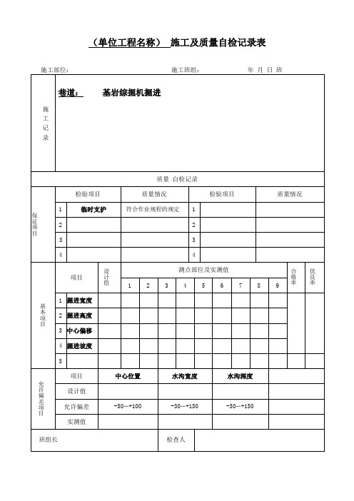 施工质量自检记录表