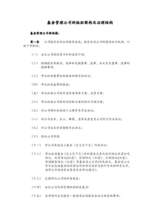 20. 基金管理公司的组织架构及治理结构