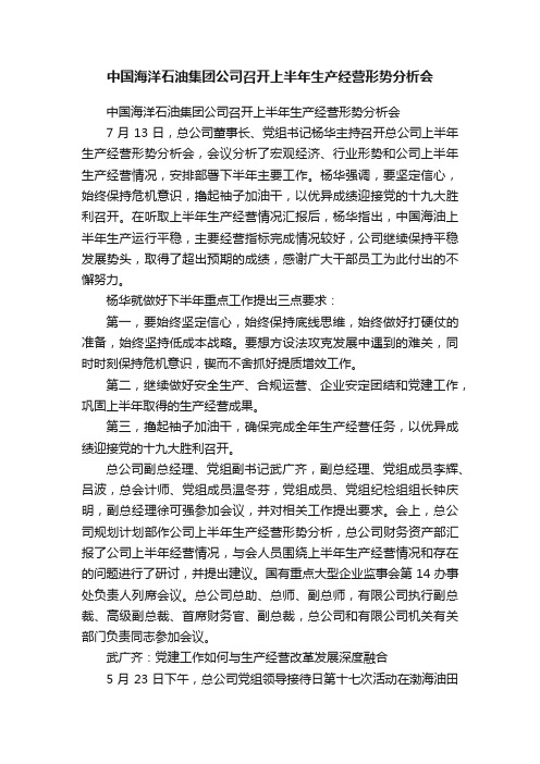 中国海洋石油集团公司召开上半年生产经营形势分析会