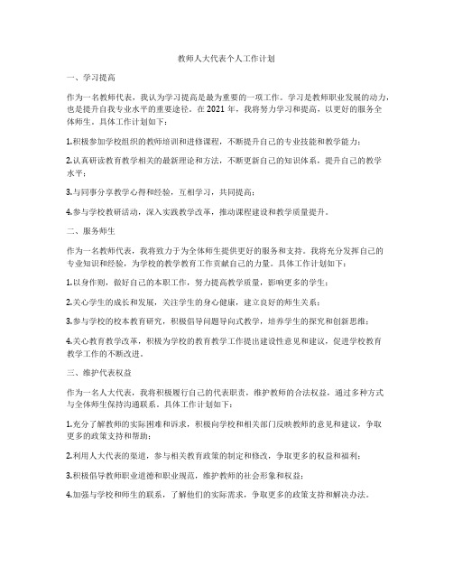 教师人大代表个人工作计划