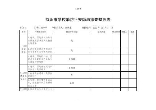 幼儿园学校消防安全隐患排查表