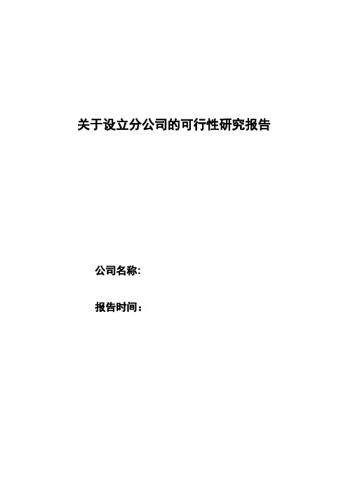 关于设立分公司的可行性研究报告的模板--新版