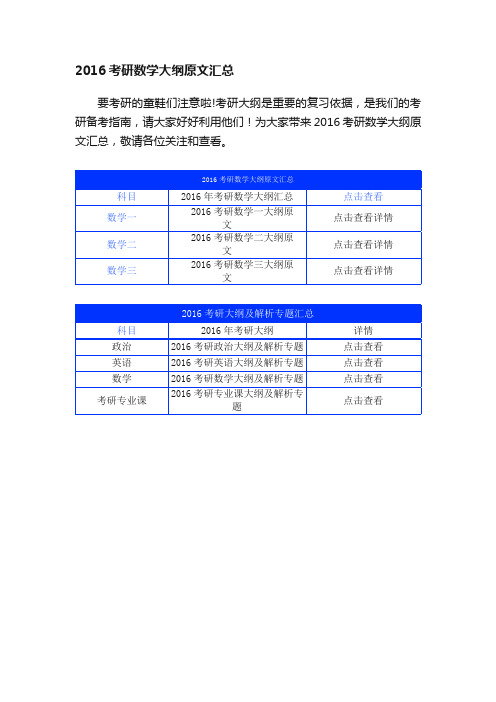 2016考研数学大纲原文汇总