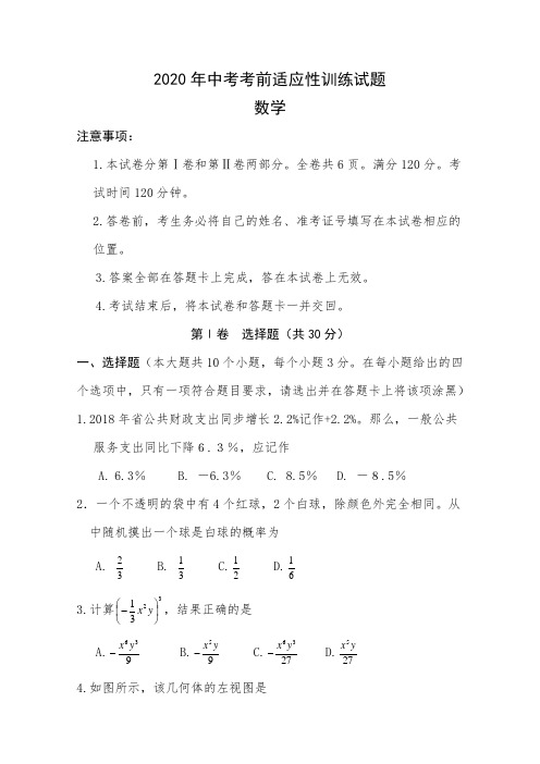 2020年山西省运城市中考考前适应性训练试题数学试卷(无答案)