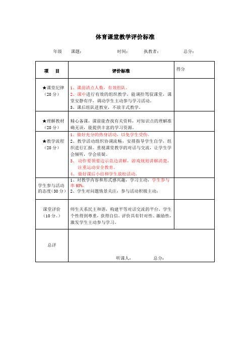 体育学科评价标准