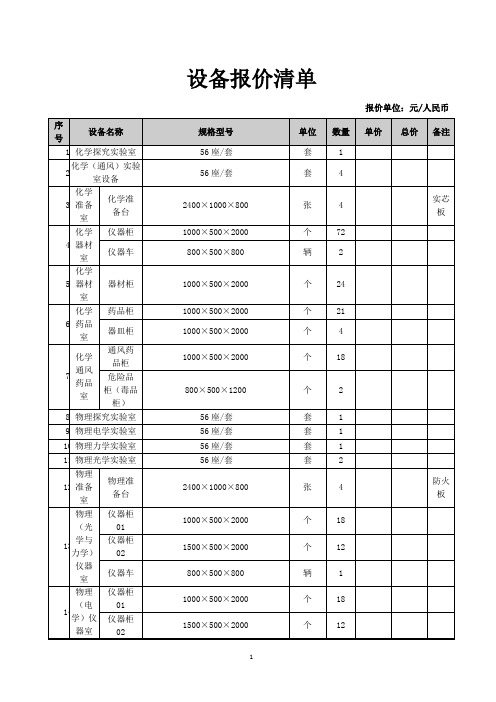 设备报价清单