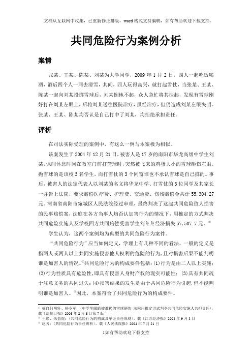 共同危险行为案例分析