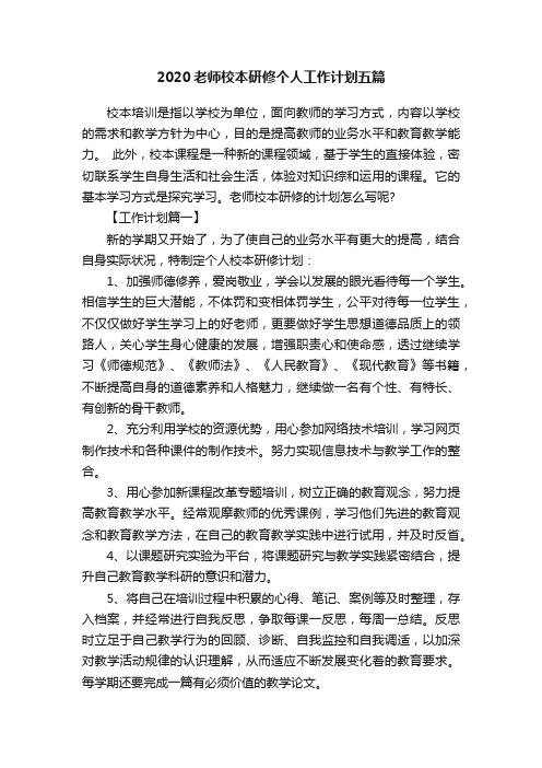 2020老师校本研修个人工作计划五篇