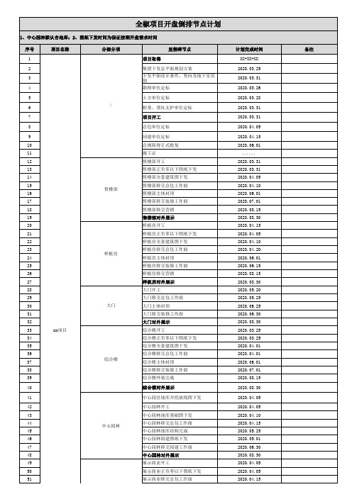 新项目开盘倒排节点计划