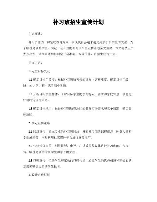 补习班招生宣传计划