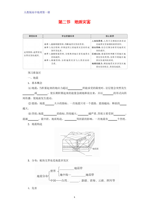 人教版高中地理第一册(必修1)学案学案4：6.2地质灾害学案