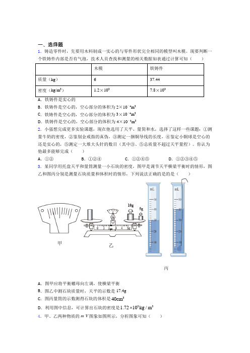 (压轴题)人教版初中八年级物理上册第六章《质量与密度》测试卷(包含答案解析)(1)