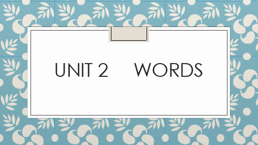 牛津高中英语第三册 Unit 2  WORDS