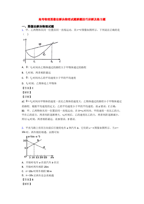 高考物理图像法解决物理试题解题技巧讲解及练习题