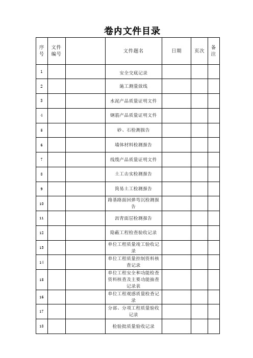 河北省市政道路工程竣工资料目录模板
