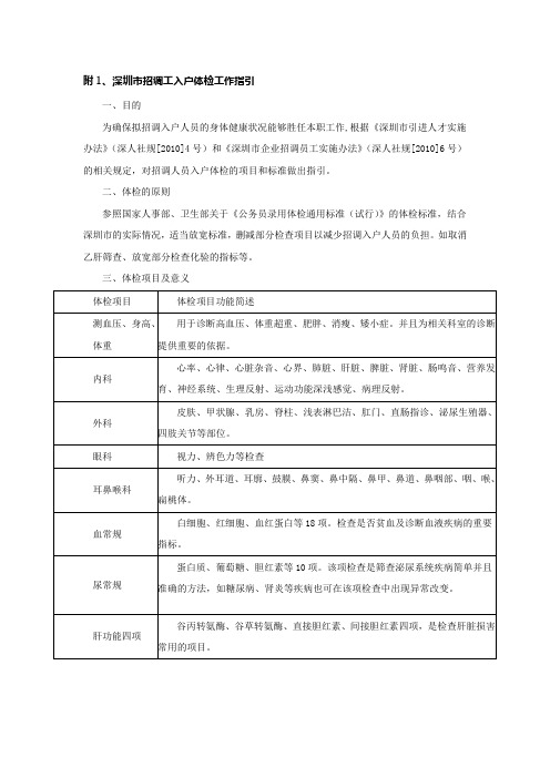 附1、深圳市招调工入户体检工作指引