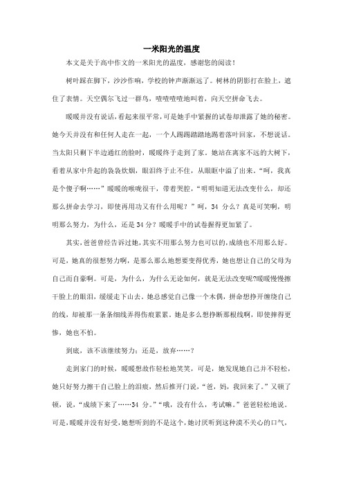 一米阳光的温度_高中作文