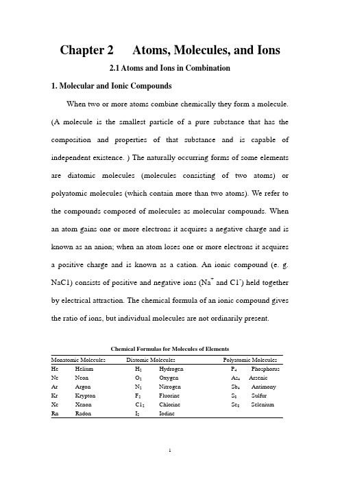 Chapter 2 Atoms, Molecules, and Ions
