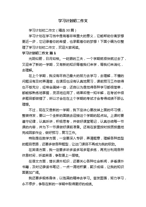 学习计划初二作文