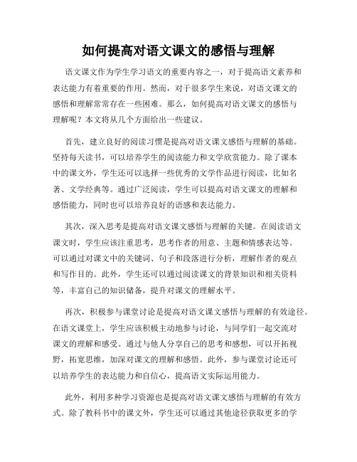 如何提高对语文课文的感悟与理解