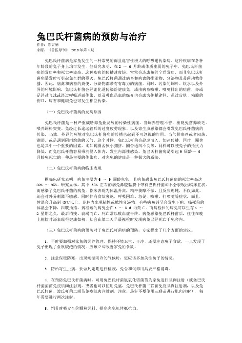 兔巴氏杆菌病的预防与治疗