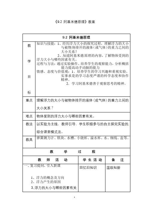 《9.2_阿基米德原理》教案