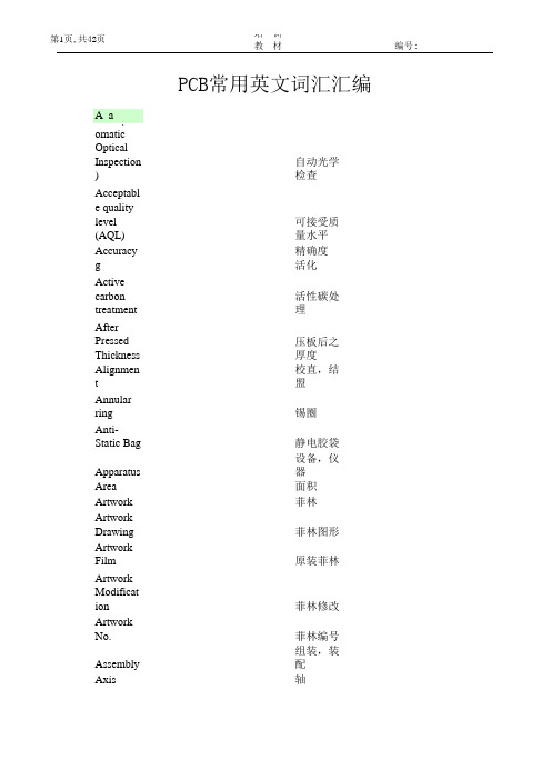 PCB常用英语